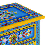 vidaXL Table de chevet Bois de manguier Turquoise Peinture à la main