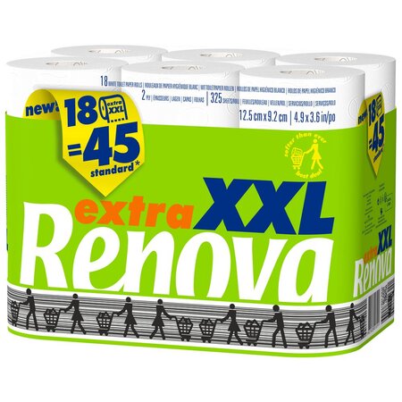 Extra XXL - Papier toilette double épaisseur - Maxi rouleau compact de 325 feuilles - Blanc (paquet 18 rouleaux)