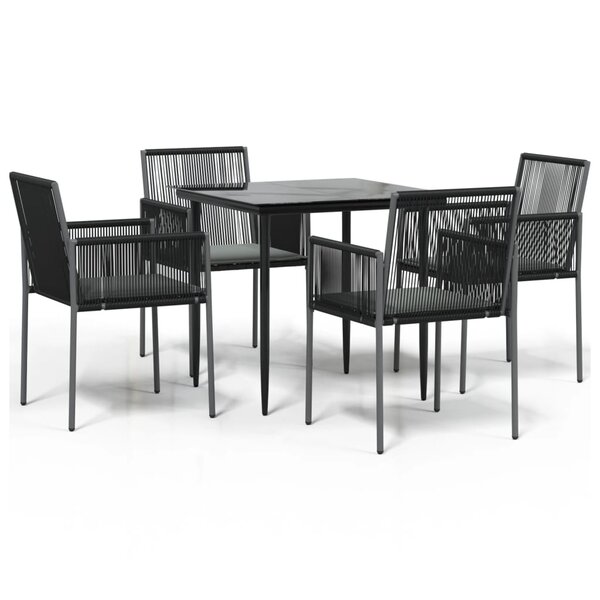 vidaXL Ensemble à manger de jardin coussins 5Pièces noir rotin et acier