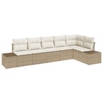 vidaXL Ensemble de canapé de jardin 6 Pièces beige et crème Poly rotin