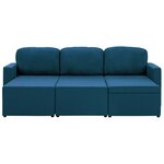 vidaXL Canapé-lit modulaire 3 places Bleu Tissu