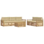 vidaXL Ensemble de canapés d'extérieur 6 pc Blanc et Beige