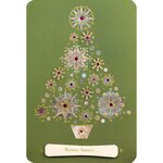 Carte de voeux sapin argent fond vert - draeger paris