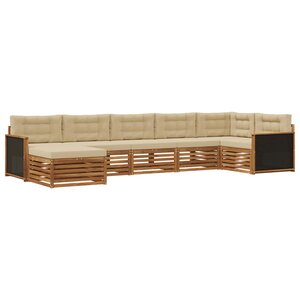 vidaXL Ensemble de canapés d'extérieur 7 pc Naturel et Beige