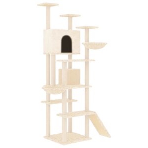 vidaXL Arbre à chat avec griffoirs en sisal Crème 191 cm