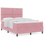 Lit Box Spring avec Matelas Rose 140x200 cm en Velours