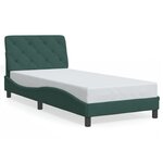 vidaXL Cadre de lit avec LED sans matelas vert foncé 90x190 cm velours