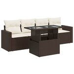 vidaXL Salon de jardin avec coussins 5 Pièces marron résine tressée