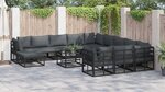vidaXL Ensemble de canapé de jardin 12 Pièces Noir 71.5 x 71.5 x 71 cm