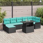 vidaXL Ensemble de canapé de jardin 8 Pièces Noir Poly Rattan