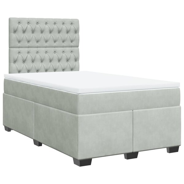 vidaXL Sommier à lattes de lit et matelas gris clair 120x190cm velours