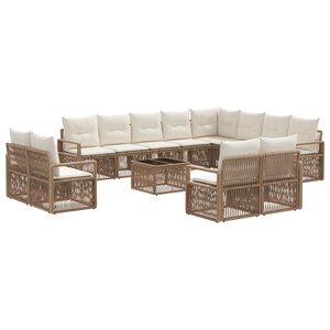vidaXL Ensemble de canapé de jardin 13 Pièces Beige polyrotin