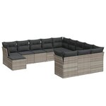 vidaXL Salon de jardin avec coussins 12 Pièces gris clair résine tressée