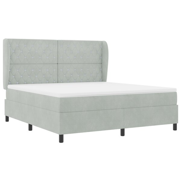 vidaXL Lit à ressorts avec matelas - Gris clair  180x200 cm  Velours