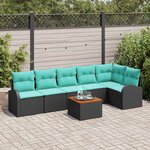 vidaXL Ensemble de canapé de jardin 7 Pièces Noir et turquoise