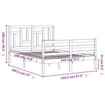 vidaXL Cadre de lit avec tête de lit 140x190 cm bois massif