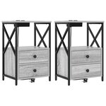 vidaXL Cabinet de chevet avec tiroir 2 Pièces Gris Sonoma 40 x 31 x 60 cm
