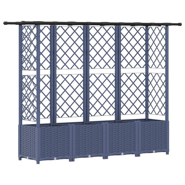 vidaXL Lit Élevé avec Treillis et Toit Gris 202 x 40 x 138 cm PP