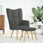vidaXL Chaise de relaxation avec repose-pied Gris foncé Tissu