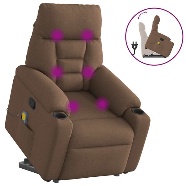 vidaXL Fauteuil de massage inclinable Marron Tissu