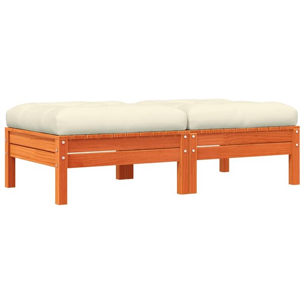 vidaXL Repose-pieds de jardin avec coussins 2 Pièces bois massif pin