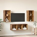 vidaXL Ensemble meuble TV 3 Pièces Bois Ancien Bois d'ingénierie