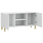 vidaXL Meuble TV 102 x 34 5 x 50 cm Blanc brillant Bois d'ingénierie