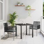 vidaXL Ensemble de salle à manger pour jardin 3 Pièces Noir Poly rotin