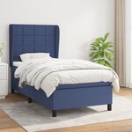 vidaXL Sommier à lattes de lit avec matelas Bleu 100x200 cm Tissu