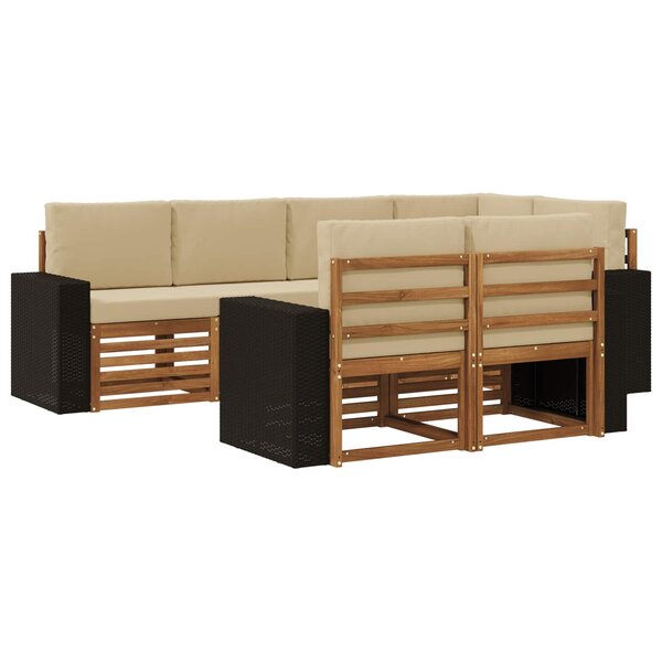 vidaXL Ensemble de canapé d'angle avec coussin 7 Pièces Naturel et Beige