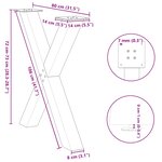 vidaXL Pieds de table à manger en forme de X  3 pièces  blanc  80 x (72-73) cm  acier