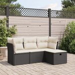 vidaXL Salon de jardin 4 Pièces avec coussins noir résine tressée