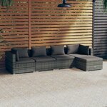 vidaXL Salon de jardin 5 Pièces avec coussins Résine tressée Gris