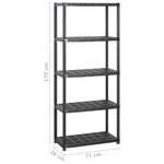 vidaXL Étagère de rangement à 5 niveaux Noir 142x38x170 cm Plastique