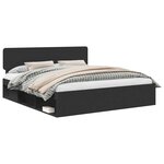 vidaXL Cadre de lit avec tête de lit Noir 180 x 200 cm Pin massif