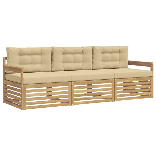 vidaXL Ensemble de canapés d'extérieur 3 Pièces Blanc et Beige Polyester