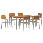 vidaXL Ensemble de salle à manger pour jardin 7 Pièces Gris et marron