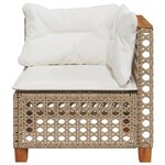 vidaXL Canapé d'angle de jardin avec coussins beige résine tressée