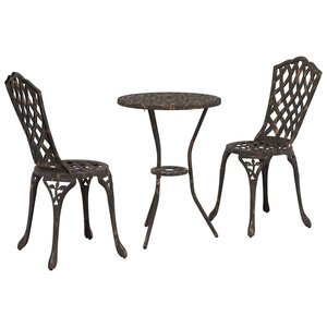 vidaXL Ensemble bistro de jardin 3 Pièces Bronze Aluminium