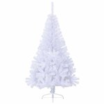 vidaXL Sapin de Noël artificiel moitié avec support blanc 150 cm PVC