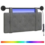 vidaXL Tête de lit suspendue Avec lumière LED Gris foncé Velours