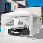 Tonnelle barnum pliant pop-up 6l x 3l x 2 5h m 6 parois latérales amovibles 4 fenêtres + sac de transport blanc