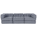 Sofa Pouffe Modulaire 3 Places Convertible en Tissu Gris vidaXL