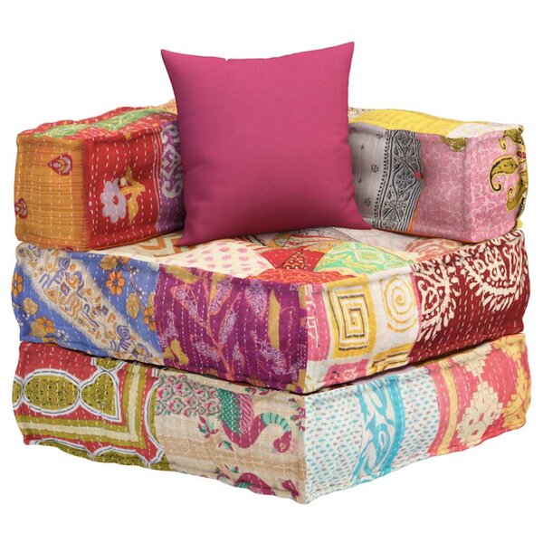 vidaXL Pouf modulaire avec oreiller Patchwork Tissu