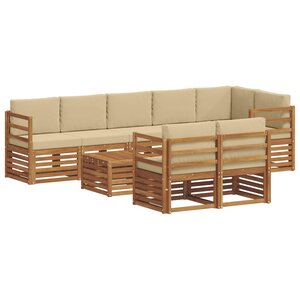 vidaXL Ensemble de canapés d'extérieur 9 pc Naturel et Beige Polyester