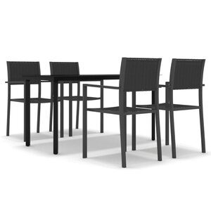 vidaXL Ensemble à manger de jardin 5 Pièces Noir