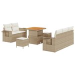 vidaXL Canapé de jardin 8 pièces avec coussins beige en poly rotin et acacia