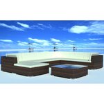 vidaXL Salon de jardin 8 Pièces avec coussins résine tressée marron