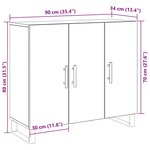 Buffet vidaXL avec 3 portes en vieux bois 90x34x80 cm en bois d'ingénierie