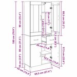 vidaXL Haut Armoire Bois Ancien 69 5 x 34 x 180 cm Bois d'ingénierie